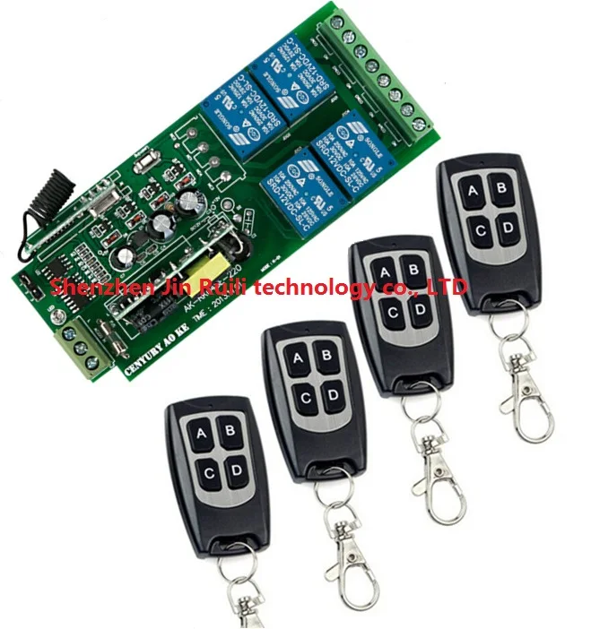 

315/433MHZ 4CH 85V-280V Wide Range Output RF Wireless Remote Control System 220V. Remote Power Switch --4Waterproof Transmitter