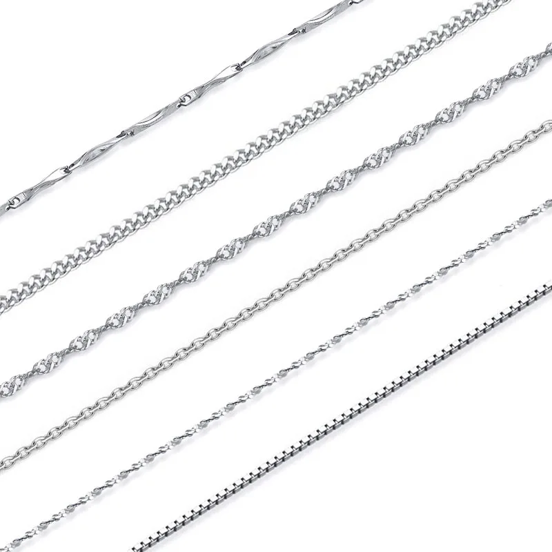 Оригинальная Базовая цепочка, Настоящее 925 пробы, серебро, для женщин, девушек, 40 см/45 см, короткое колье, цепочка, ожерелье, модное ювелирное изделие