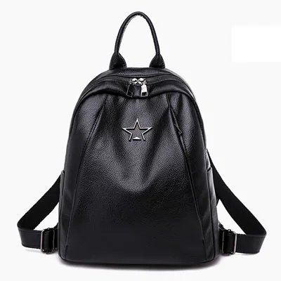 Популярный женский рюкзак Джокер, повседневная сумка для покупок, модная женская сумка из искусственной кожи, студенческий рюкзак, классический черный дизайн - Цвет: Черный