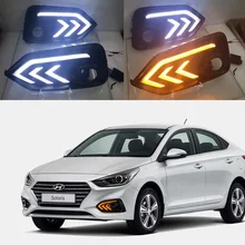 SNCN LED Daytime Running Light For Hyundai Accent I25 Solaris 2017 2018 Yellow Turn Signal Relay DRL Fog Lamp SNCN LED Daytime Running Light For Hyundai Accent I25 Solaris 2017 2018 Yellow Turn Signal Relay DRL Fog Lamp