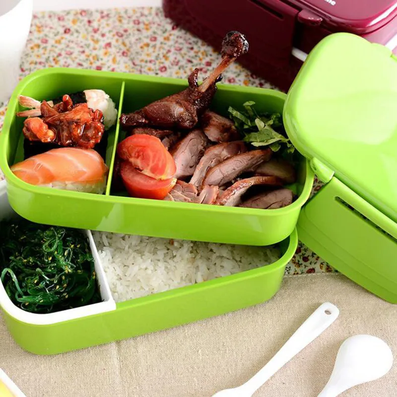 

2 Layer plastic microwaveable food containers bento lunchbox Kitchen Tools 1410ML 35