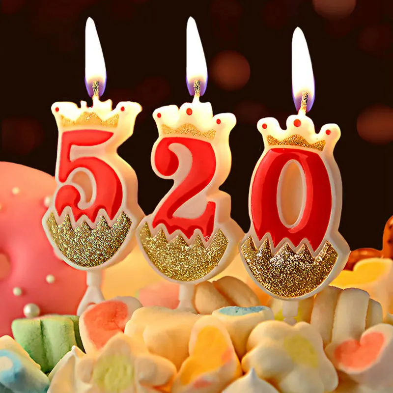Birthday Candles Gold Red Number Cake Cupcake Topper Party