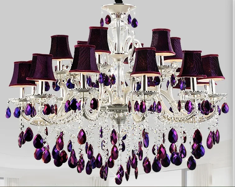 Factory Direct Selling Modern Purple Crystal Pendant Lamp Ceiling Lamp Chandelier Dining Room Lighting Shdes Included