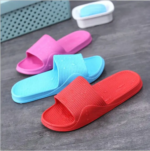 Summer New Pure Color Lovers Household Slippers Anti-slip Waterproof Slide Bathing Bathroom Men's And Women's Lovers Shower Slippers (9)