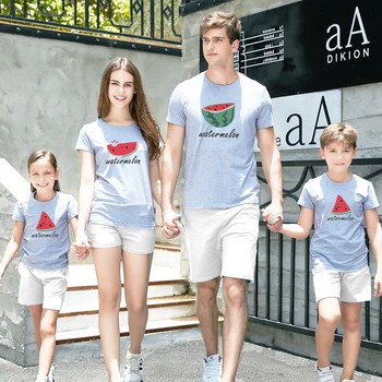 

2019 Family Look Father Mother Son Daughter Outfits Clothing T shirt Mommy Daddy Watermelon Boy Girl Family Matching Clothes