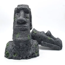Statue en pierre d'île de pâques, ornement en résine d'aquarium de poisson, décoration d'aquarium de Gnome Terrarium de Reptile, décoration de maison en pierre artificielle