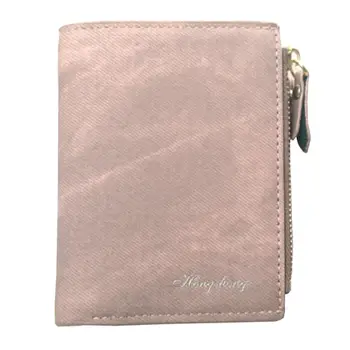 

Hot Women Vintage Solid Color Bifold Coin Purse Card Holder Zipper Short Wallet