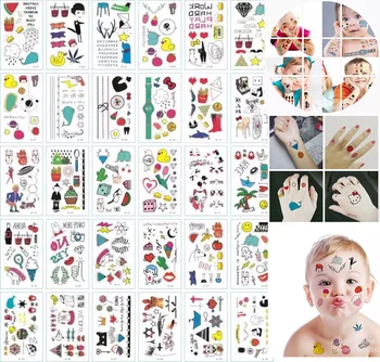 

30pcs\lot 3D Kids Cartoon Tattoo Sticker Waterproof Temporary Tattoo Body Art Cute Pattern Print Beauty for Kids Women