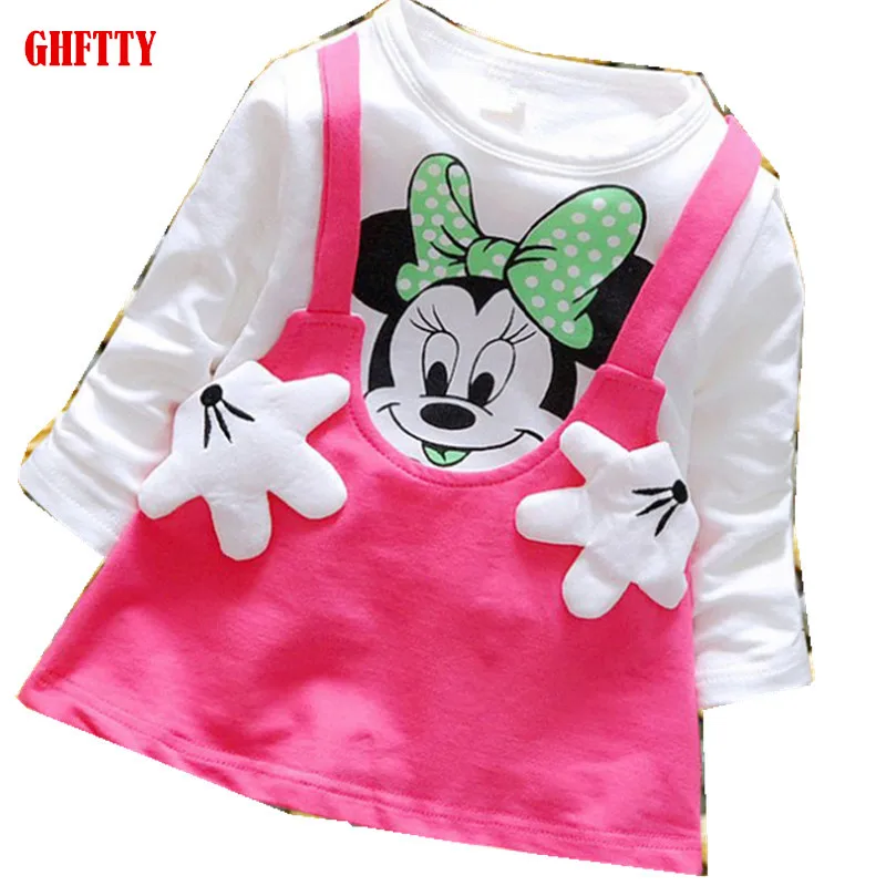 

GHFTTY Princess Girls Dress Children Long Sleeve Cartoon Baby girl Cotton Party Dresses for Kids 2019 New Minnie Mouse Dress