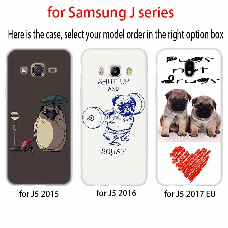 Мопса собака чехол ТПУ силиконовый для Samsung Galaxy J6 J8 J3 J5 J7 J4 J2 J1 Plus 2018 2016 2017 EU Prime
