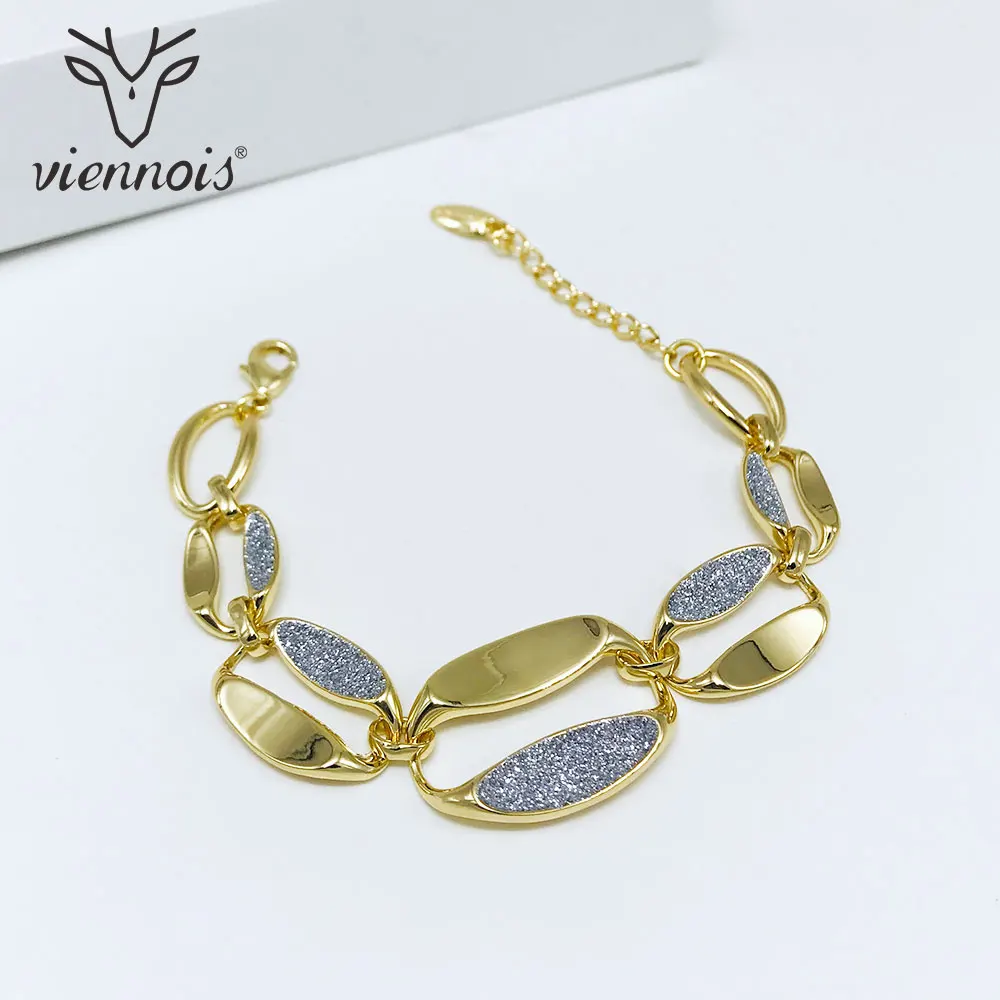 Viennois браслет и браслеты для женщин, розовое золото/золото, браслет-цепочка, блестящая полировка, свадебные ювелирные изделия - Окраска металла: Gold
