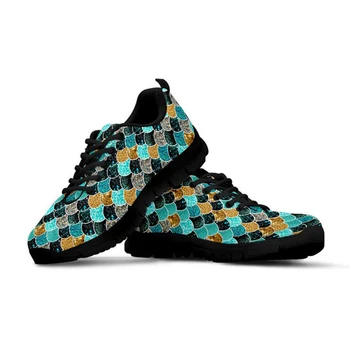 

ThiKin Summer Sneakers Shoes Bling Mermaid Scales Women Breathable Female Ladies Summer Mesh Shoes Flats Plus