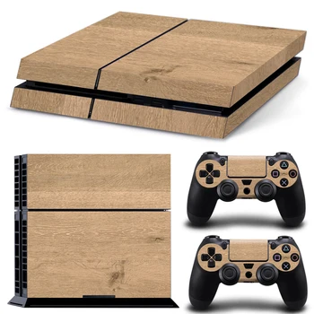 

Free drop shipping custom and simple wooden design skin for PS4 console and 2 controllers skin sticker decals covers#TN-P4-1378