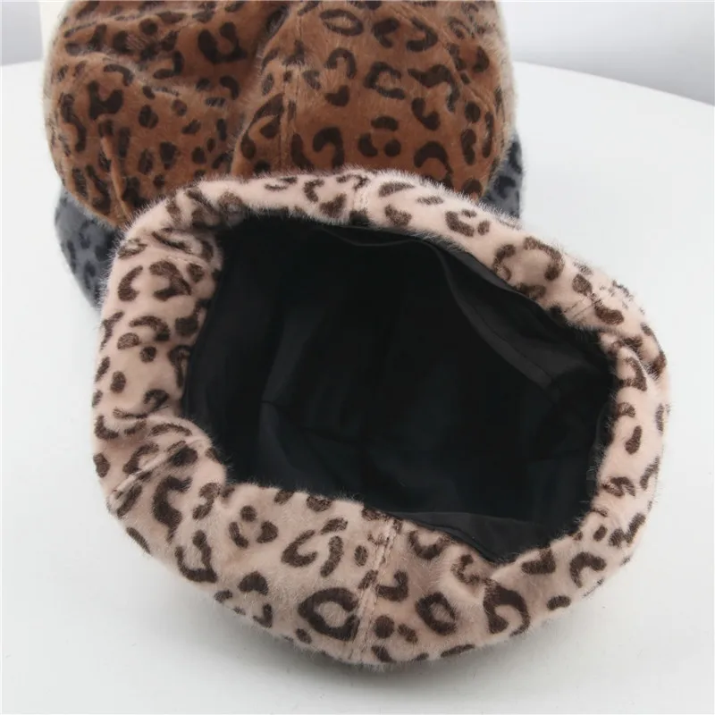 Модный зимний детский теплый берет с леопардовым принтом, уличная шапка для девочек