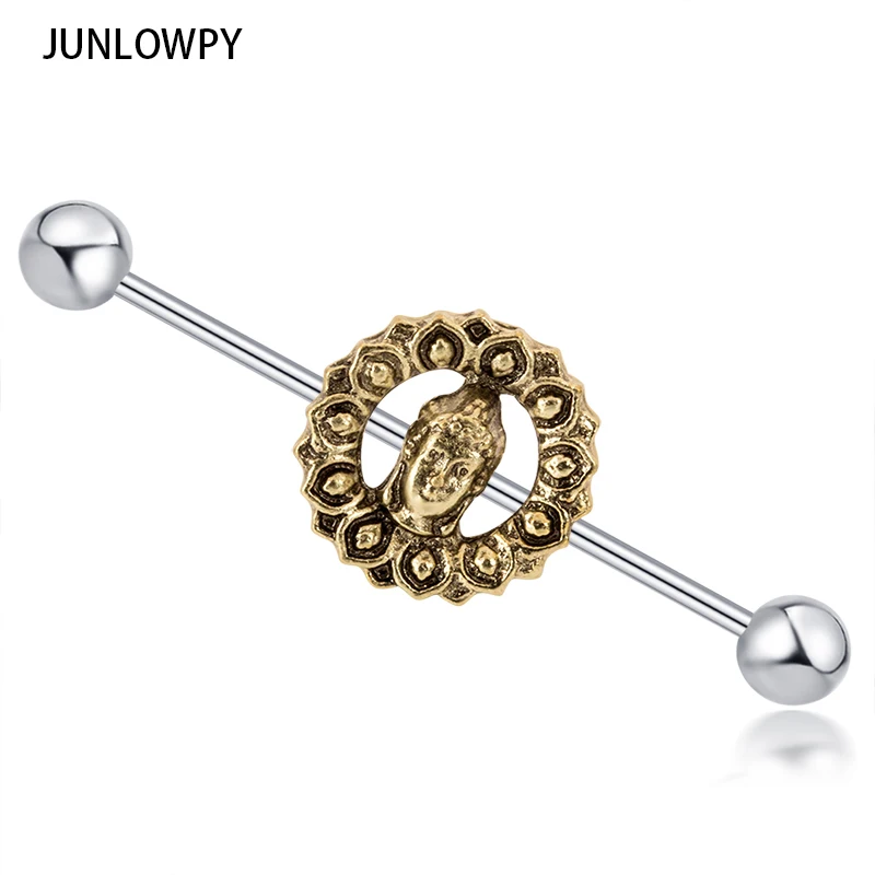 JUNLOWPY Stainless Steel Industrial Barbell Ear Cartilage Stud Earring