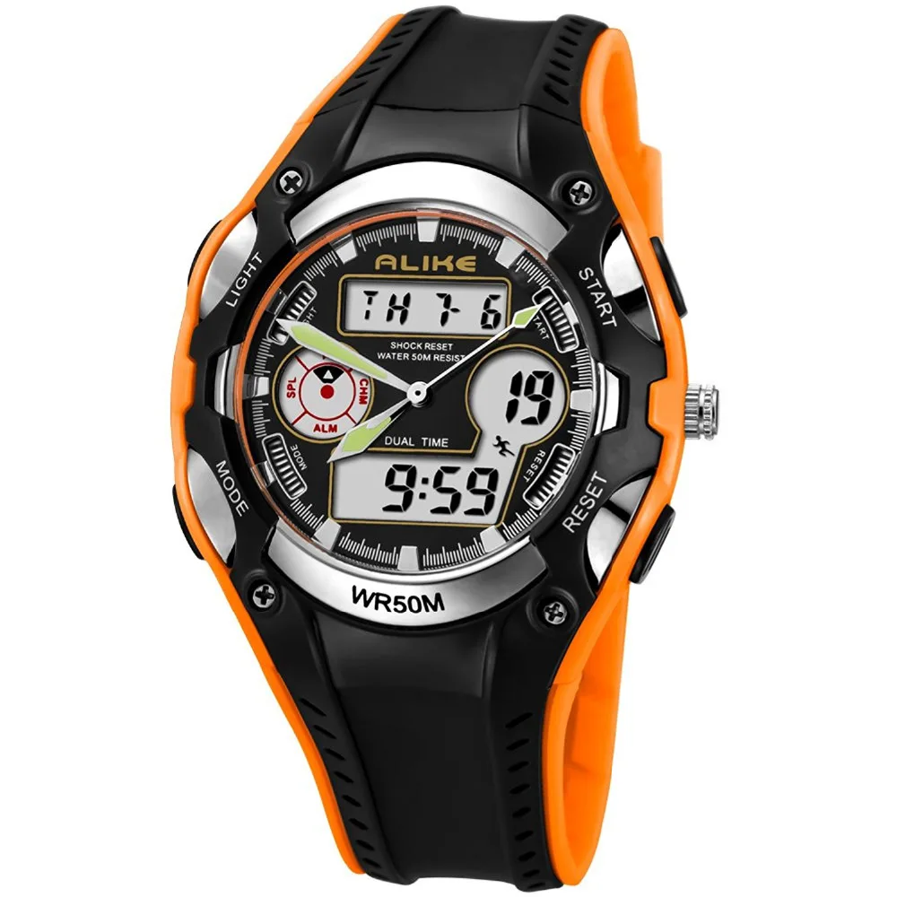 Kid's Sports WristWatches 50m waterproof LED electronic watches Multi