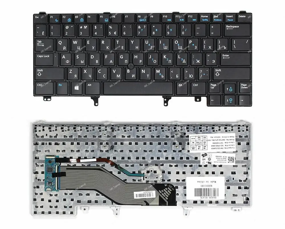 

New RU Russian & US Keyboard for DELL Latitude E6420 E5420 E6220 E6320 E6430 , with Pointer, Blue Printing, Black NO BACKLIT