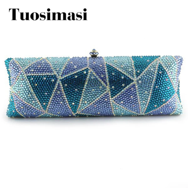 

2016 New Shining Crystal Rhinestone Decorated Clear Metal Frame Box Shape Evening Clutch Bag