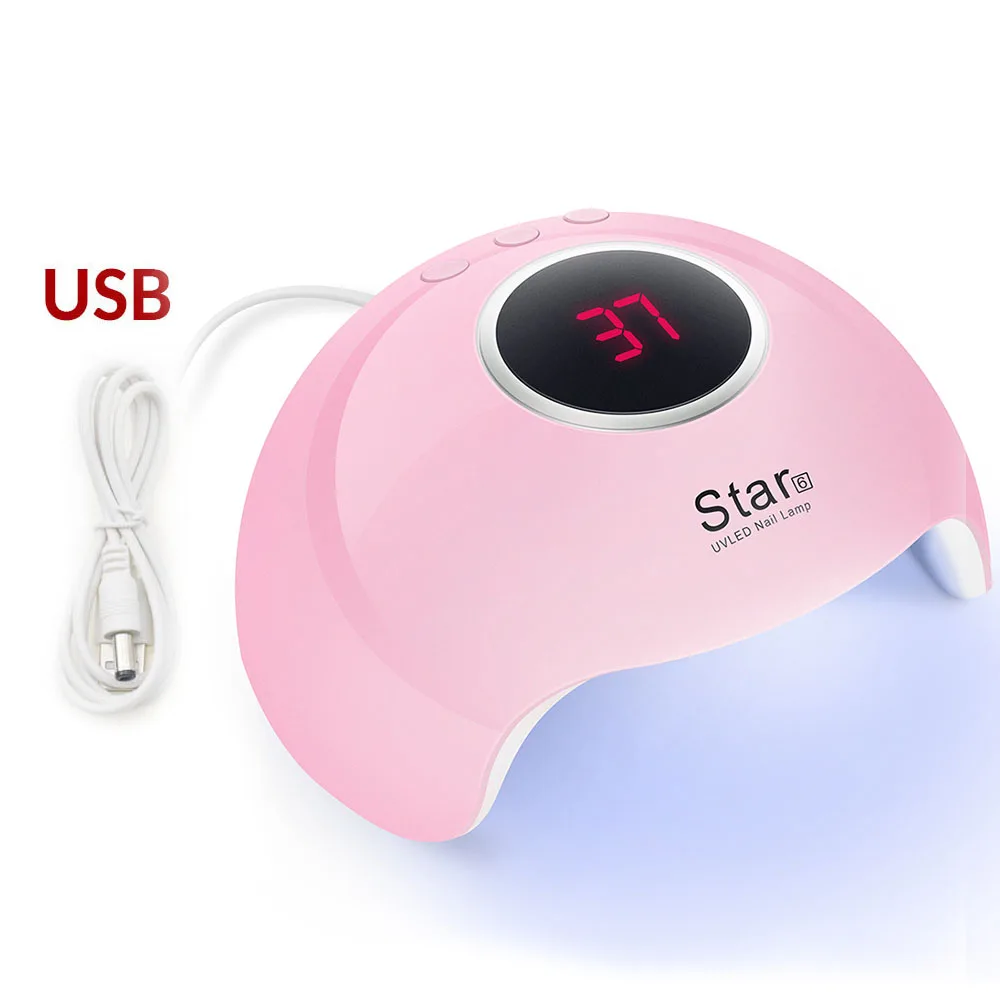 Сушилка для ногтей 36 Вт Светодиодная УФ-лампа для ногтей для маникюра отверждения все гели с 30/60/99s инфракрасный чувствительный ЖК-дисплей Дисплей USB - Цвет: 36W-USB