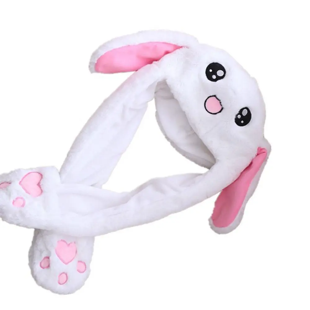 Женская милая мультяшная Подарочная плюшевая игрушка движущаяся шапка с заячьими ушами прижимная подушка безопасности Кепка кроличья