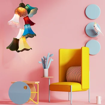 

Modern Clusters colourful fabric shade G4 pendant lamp lights led cord/8 Heads DIY lights bedroom Girls children living room