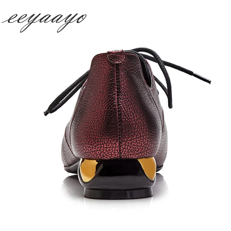 Vaca Color Otoño Brogue wine Retro Señoras Encaje Plantilla Nuevos Zapatos Genuino Piel Gun Punta Punp Suave Mujer Clásico Estrecha Red De Con Cuero Cerdo UBzqB1