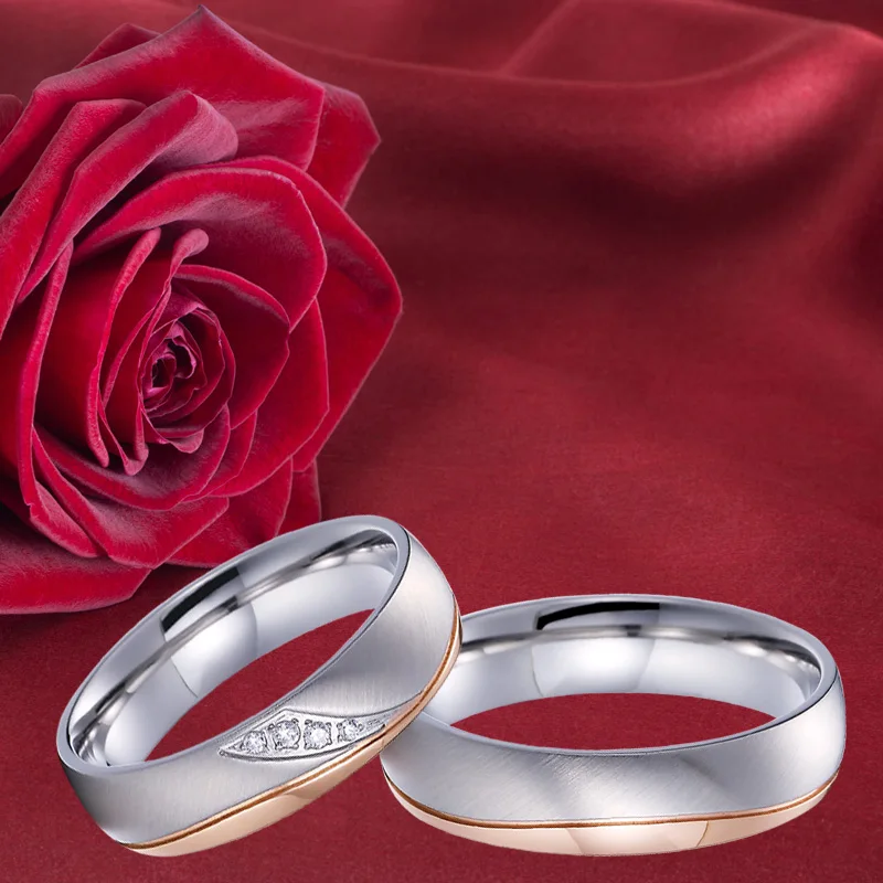 Alliances Wedding Band Couple Rings men Rose Gold Color Titanium Stainless Steel Jewelry Engagement Rings For women (3)