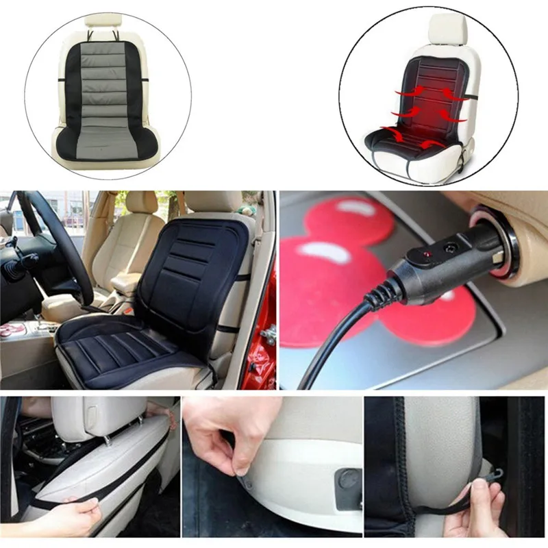 KOWELL Universal 12V Winter Car Seat Heated Cushion Cover Case Degree Temperature Adjustable Heater Auto Driver Warmer Support
