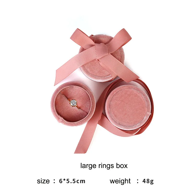 Delicate Handmade vintage velvet pendant necklace boxes gift box pink ribbon storage ring boxes jewelry packaging high-quality