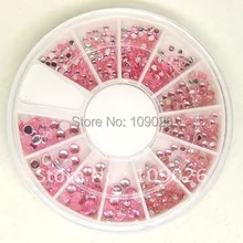 Горячая Распродажа 3 размера акрил розового цвета украшения для ногтей блестящие стразы