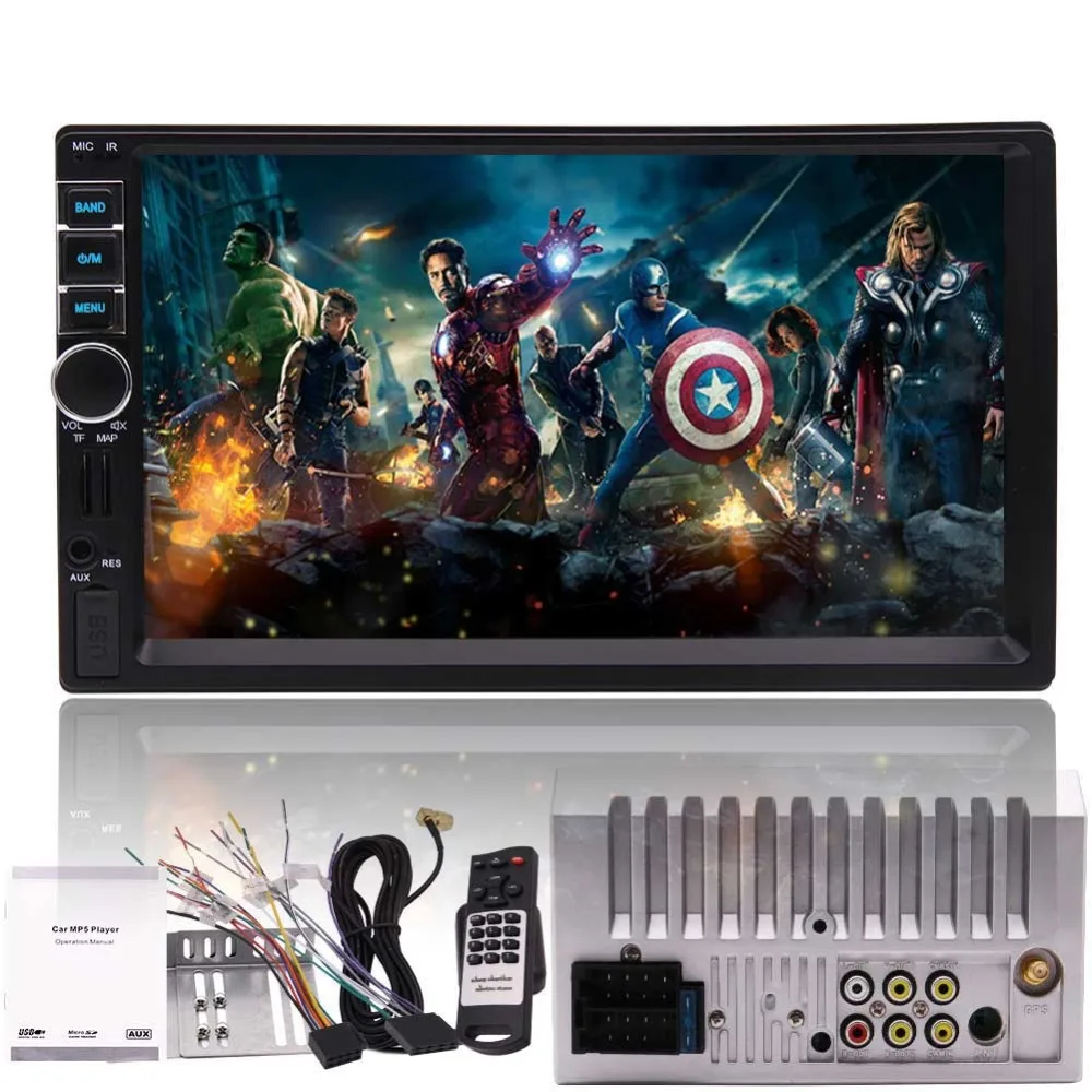 

Eincar 7" Capacitive Touch Scree Double Din MP5/MP3 Stereo GPS Navigation Car Radio supports Steering Wheel Control AM/USB/TF