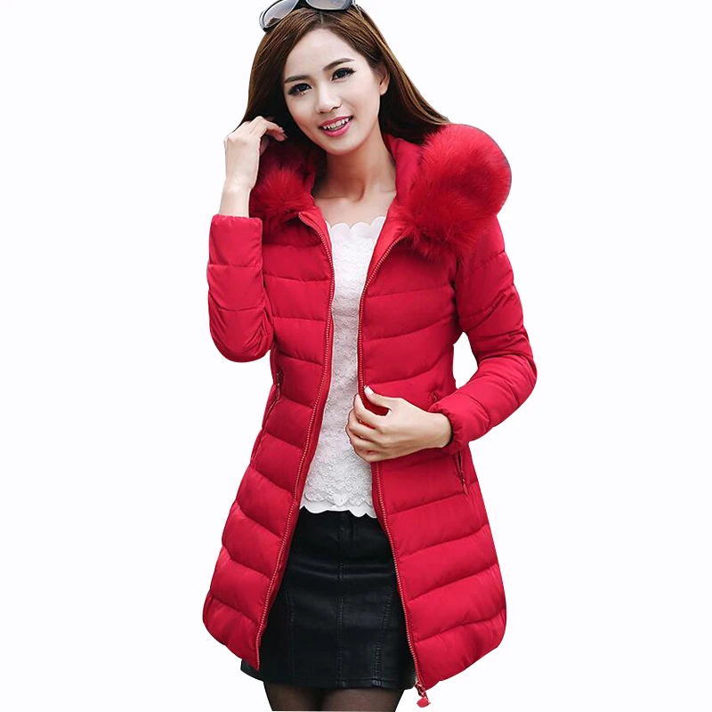 

Rlyaeiz Oversized 7XL Winter Jackets Women 2018 Mid-long Down Cotton Jacket Big Fur Hooded Collar Parka Thicken Warm Winter Coat