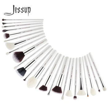 Jessup makeup brushes 25pcs White/Silver Synthetic/Natural Hair pincel maquiagem Eyeshadow Foundation Highlighter brushes T235