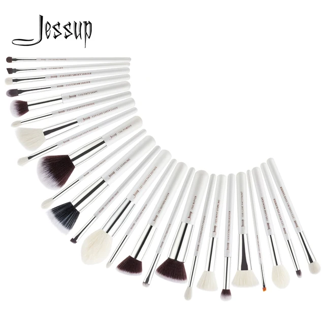 Jessup makeup brushes 25pcs White/Silver Synthetic/Natural Hair pincel maquiagem Eyeshadow Foundation Highlighter brushes T235