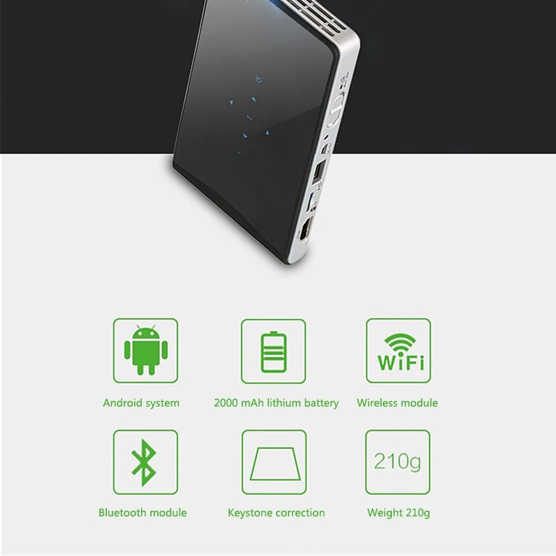 Wifi 2000 мАч батарея мини светодиодный проектор 3000 люмен Android 3D Bluetooth DLP портативный