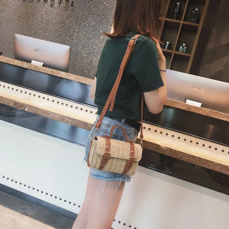 Women Summer Fashion Handbag INS Popular Female Casual Straw Bag Holiday Lady Shoulder Bag Travel Knitted Tote Bolsa SS7219 (16)