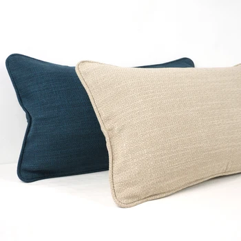 

Yarn-dyed Cotton Blend Cushion Cover Piping Design Sofa Chair Beige Blue Pillow Case Thickened Without Stuffing Home Decor