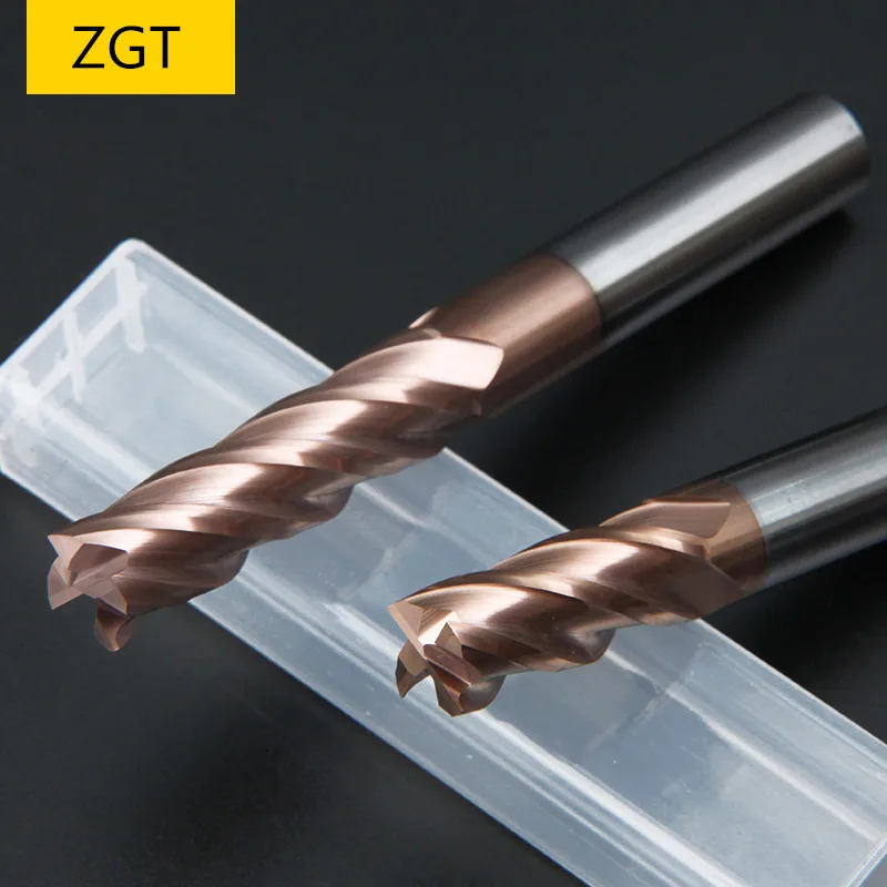 

ZGT Cutting HRC60 4 Flute Endmill 4mm 5mm 6mm 8mm Metal Cutter Alloy Carbide Tungsten Steel Milling Cutter End Mill Milling Tool