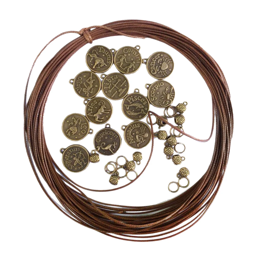 1 Set Pendants Beads Cord Charms Material For DIY 12pcs Constellation Bracelet Bangle Supplies