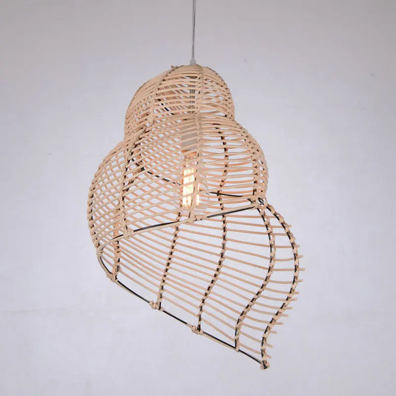 Artpad Юго-Восточной Азии креативная бамбуковая морская улитка в форме подвесной светильник для гостиной, балкона, ресторана, плетеная Подвесная лампа, светильники