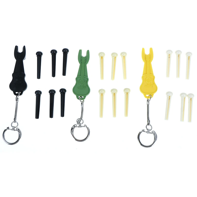 

1Set of Black/White/Yellow 6 Pcs Guitar Bridge Pins + 1 Pin Puller for Acoustic Folk Guitar Accessories