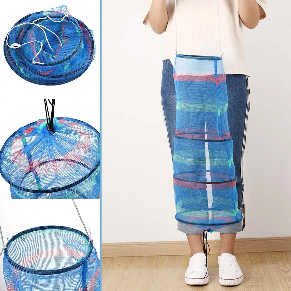 

1PC Mini Fishing Basket Three Tiered Collapsible lightweight Portable Crab Lobster Shrimp Fish Cages Storage Creel Net