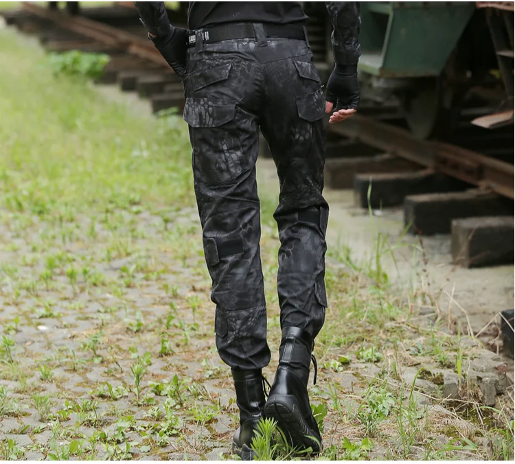 Tactical Pants Military Cargo Pants Men Knee Pad SWAT Army Airsoft Camouflage Clothes Hunter Field Combat Trouser Woodland