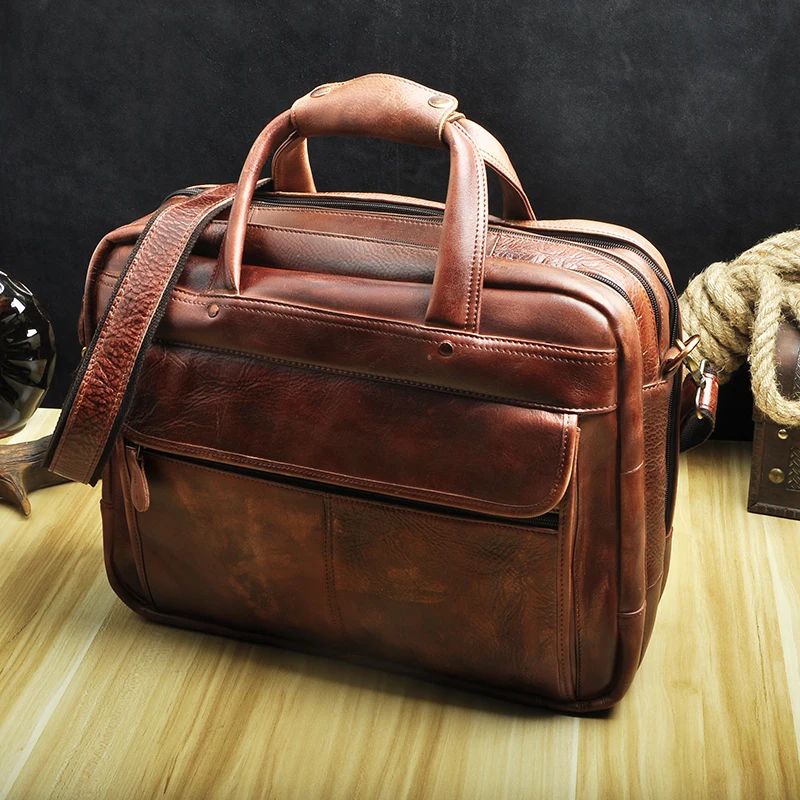 Для мужчин оригинальный кожаный Ретро мода путешествия Портфели Бизнес 15,6 "чехол для ноутбука дизайн Атташе Сумка портфель B1001db