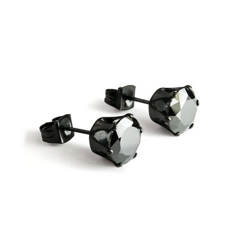 Унисекс 8 мм, 9 мм, 10 мм черные Кристальные квадратные серьги с кубическим цирконием серьги-гвоздики из нержавеющей стали - Окраска металла: 9mm black