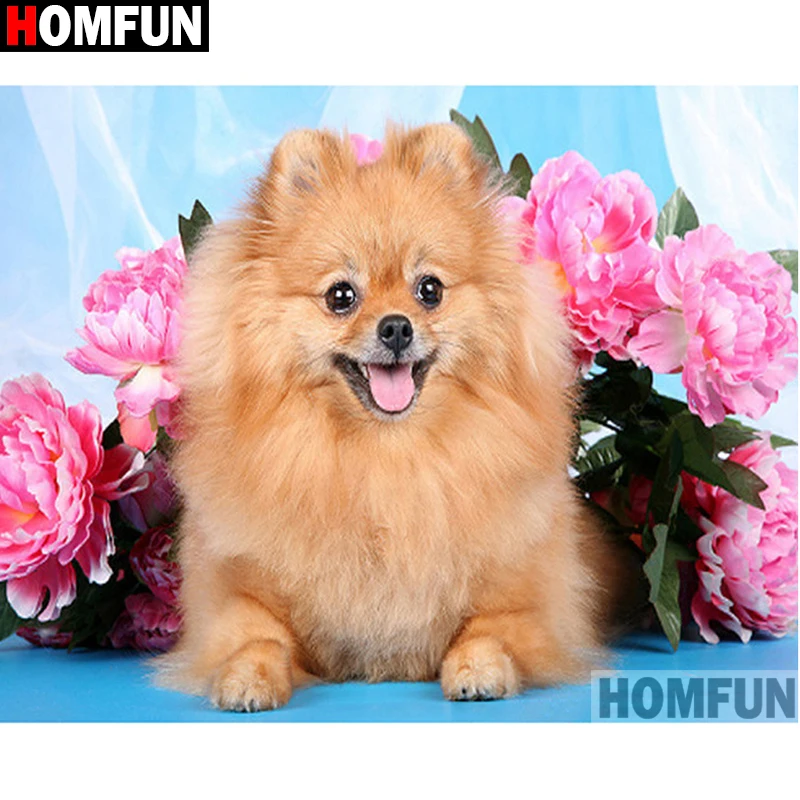 Алмазная живопись HOMFUN A16569 алмазная вышивка животные собака полная выкладка