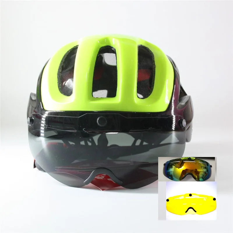 Scohiro, велосипедный шлем, 3 линзы, козырек, солнцезащитные очки, MTB, горная дорога, велосипедный шлем, шлем, Cascos, Ciclismo, велосипедный шлем для взрослых - Цвет: sw GN in  3 lens