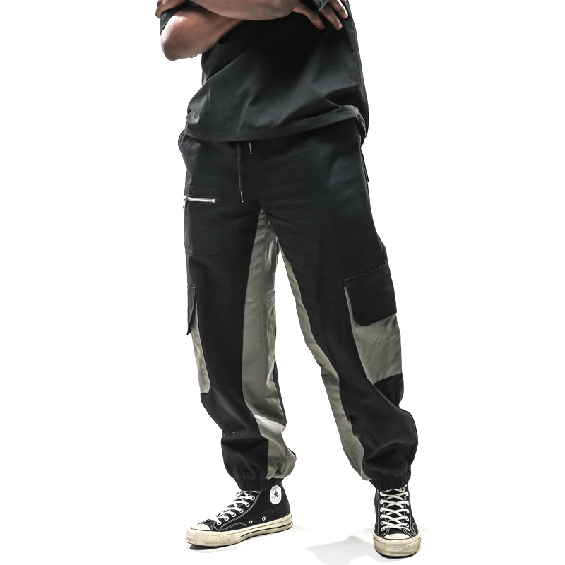 

Hip Hop Multi Pockets Color Block Patchwork Cargo Joggers Harem Pants 2019 Men Urban Casual Trousers Sweatpants Male Fashion