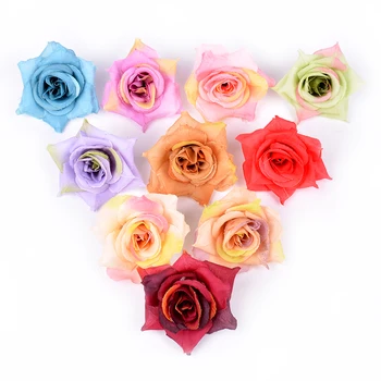 5Pcslot 7cm Artificial Flowers Silk Sharp Rose For Wedding Home Decoration DIY Handmade Gift Bridal Wreath Fake Flowers Heads