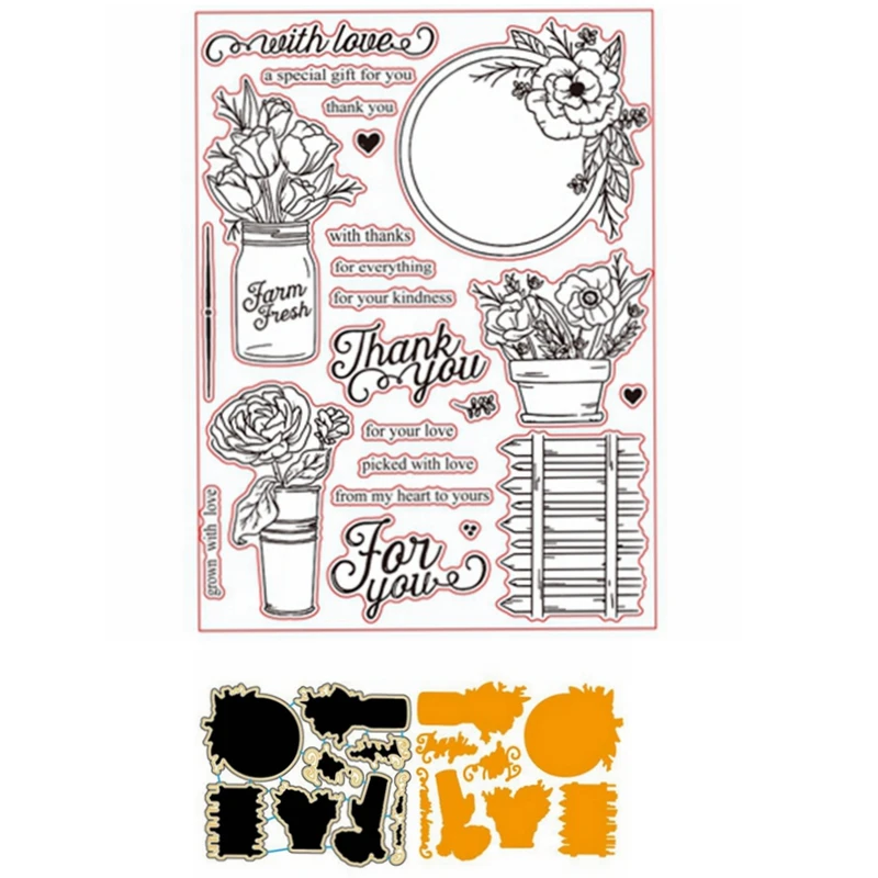 

6x8in Flower Vase Stamp Match Metal Cutting Die Stencil For DIY Scrapbooking Decorative Embossing Handcraft Die Cutting Template